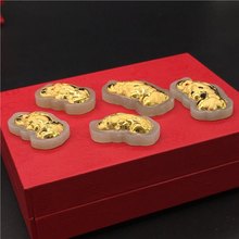 抖音款金镶玉招财貔貅吊坠 天然和田玉镶金貔貅项链春节活动礼品