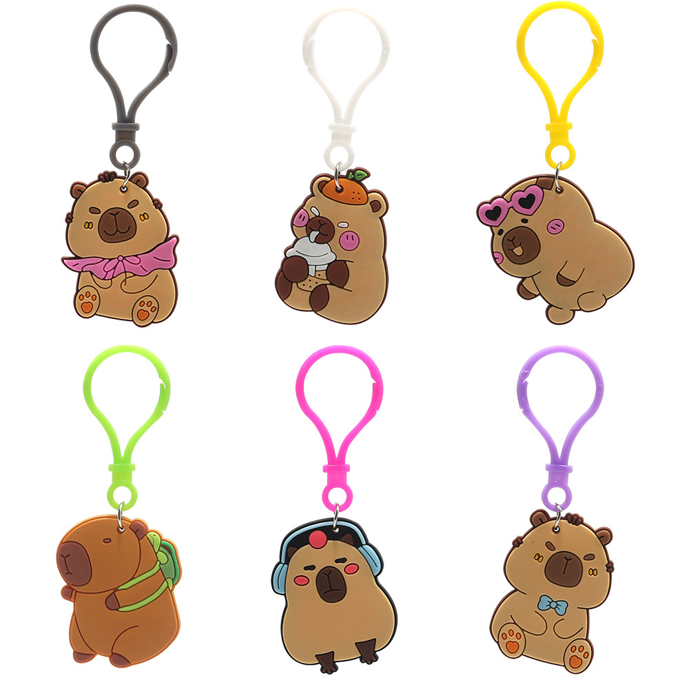 Llavero de capibara transfronterizo, bonito y de dibujos animados para niños, accesorio colgante para coche o bolso, venta al por mayor pequeña
