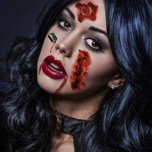 Halloween decoration funny tattoo face stickers party makeup horror scars bloody wounds scar stickers