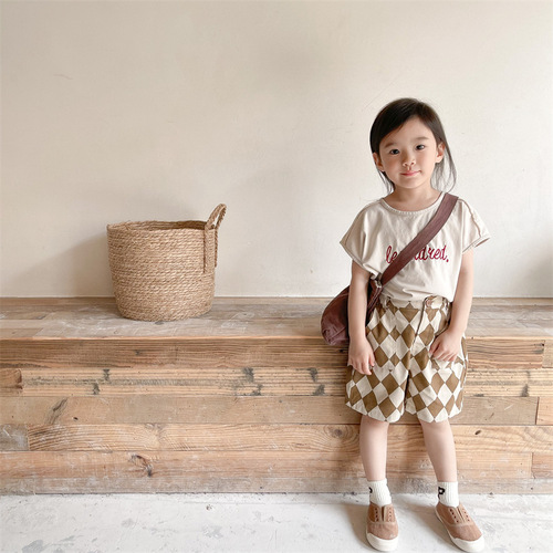 2024 new children's clothing summer style children's Korean style girls' summer clothing washed cotton overalls shorts boys' pants 122206