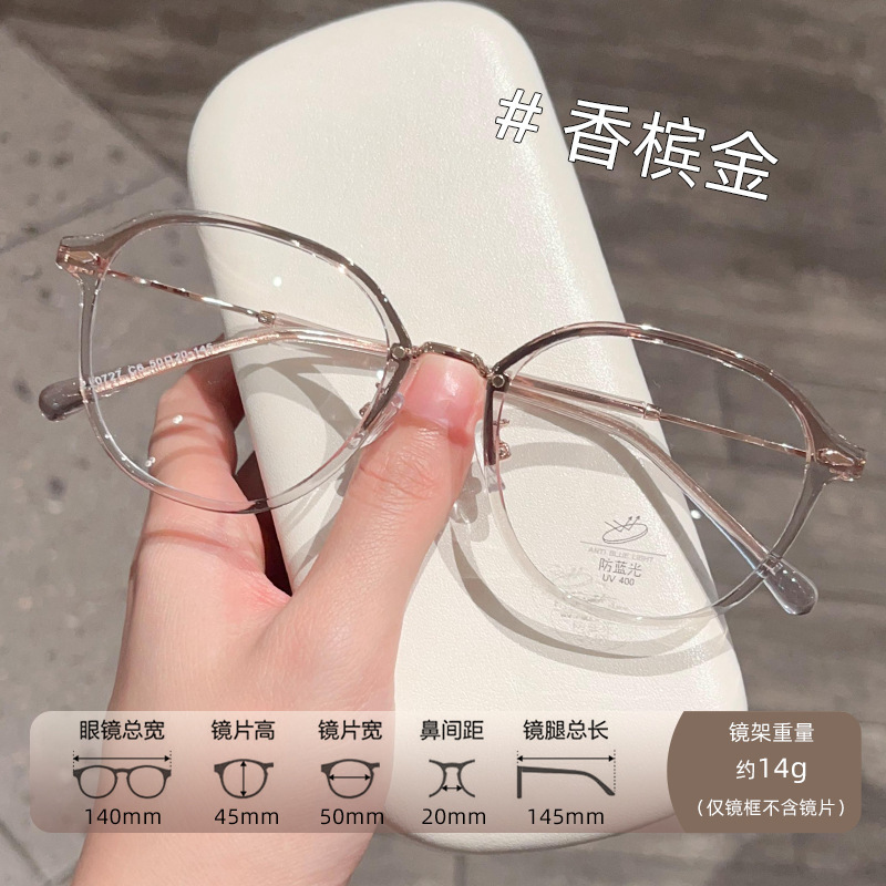 新款小红书复古多边形金胶眼镜框批发丹阳女显白可配有度数眼镜架|undefined