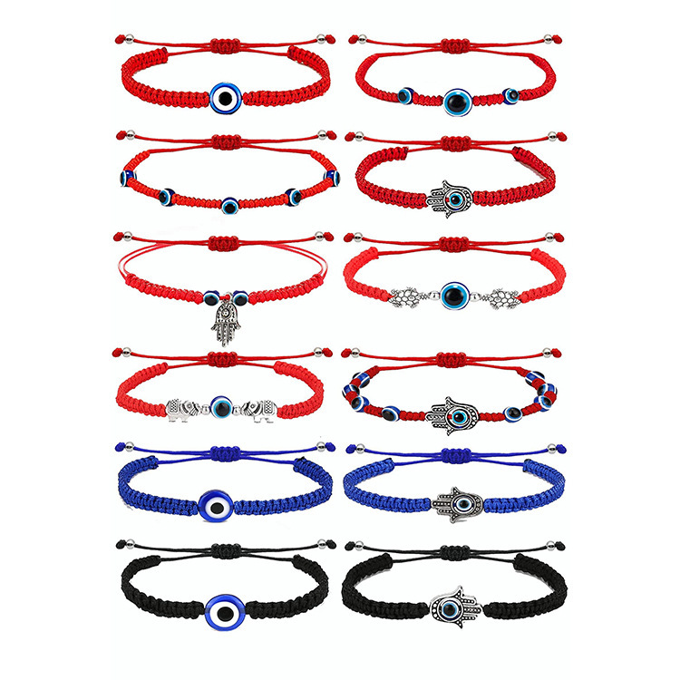 Cross-Border Colorful Evil Eye Beaded Bracelet Handmade 12-Piece Set Devil's Eye Bracelet Charm Anklet Bracelet