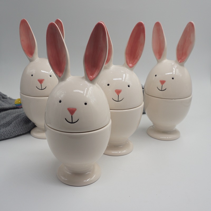 Cerámica Doce Zodiac Rabbit Decoración del hogar Tusky Big Ear Rabbit Lucky Little White Bunny Decoración de Pascua