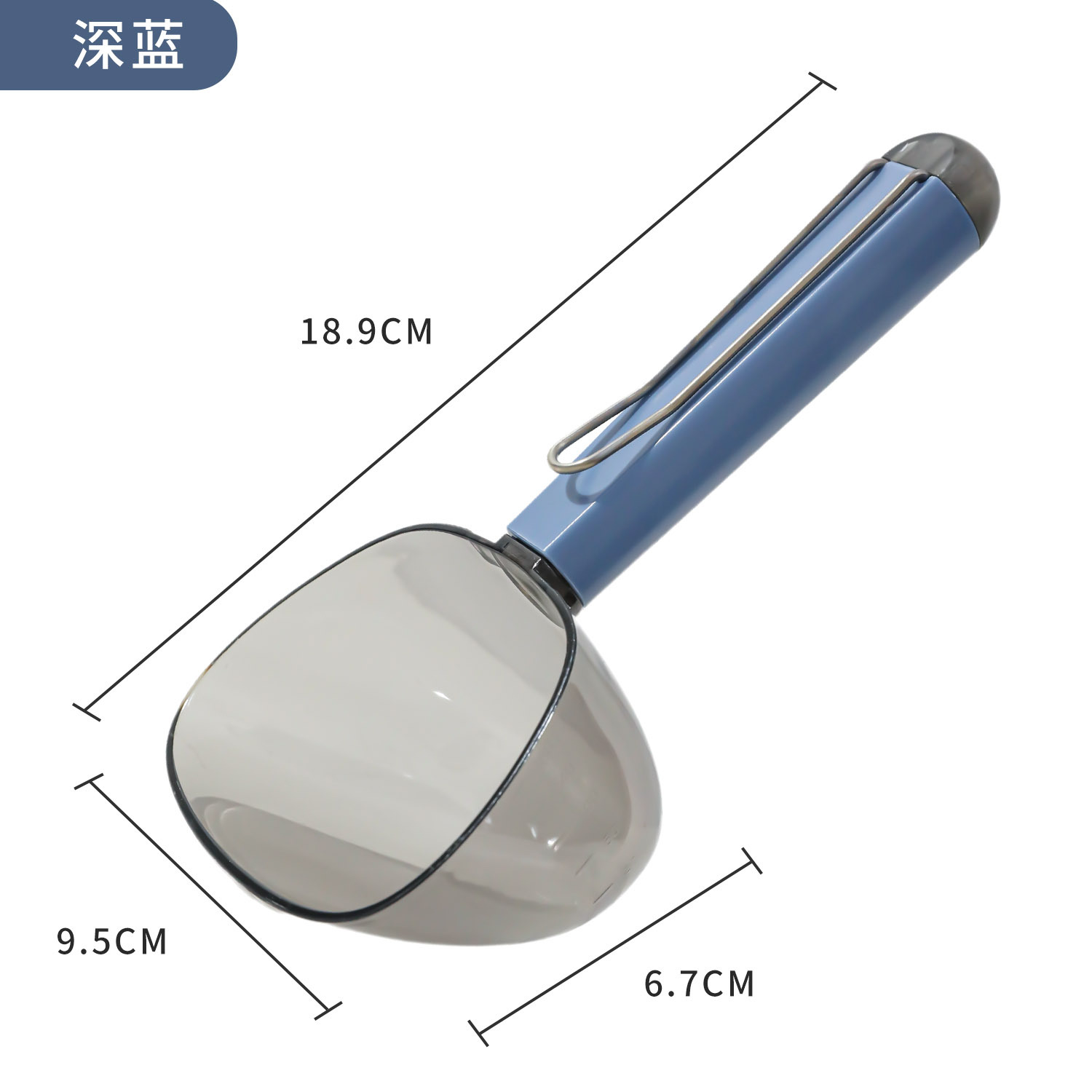 Bolsa colgante semitransparente multifuncional sellada cuchara de grano con escala pala de grano para gatos cuchara para mascotas spot al por mayor