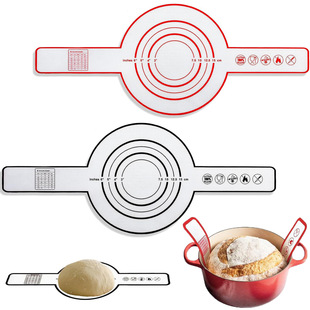 Silicone Dutch Oven Mat with Double Handles and Long Straps for Bread Dough Transfer, European-Style Dutch Oven Mat with Scale