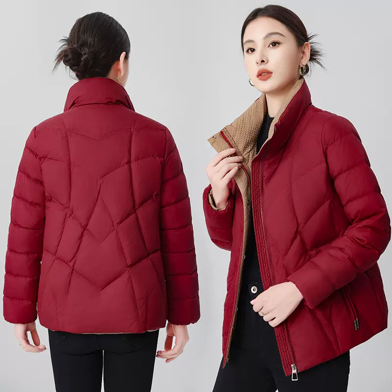 羽绒服女短款2025新款妈妈鸭绒袄中老年冬装加厚保暖时尚洋气外套