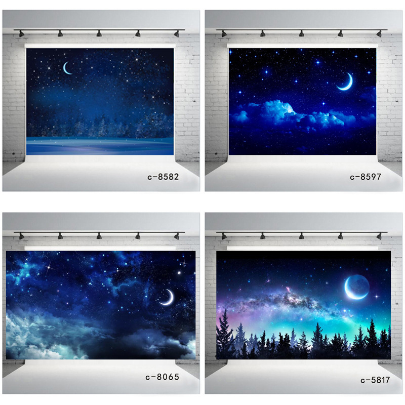 Cross-Border Photography Background Cloth Amazon Holiday Celebration Banner Christmas Starry Sky Night Scene Background Wall Curtain