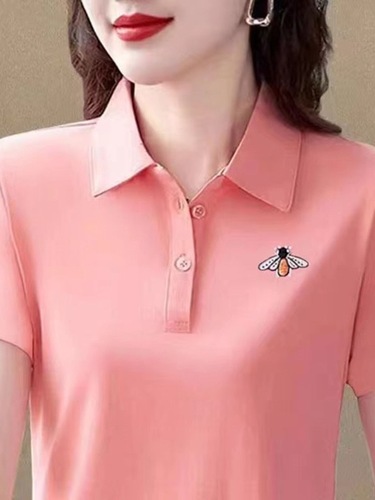 Quality Mom Collared Short Sleeve T-shirt for Women Summer Middle-Aged Sporty Casual Large Size