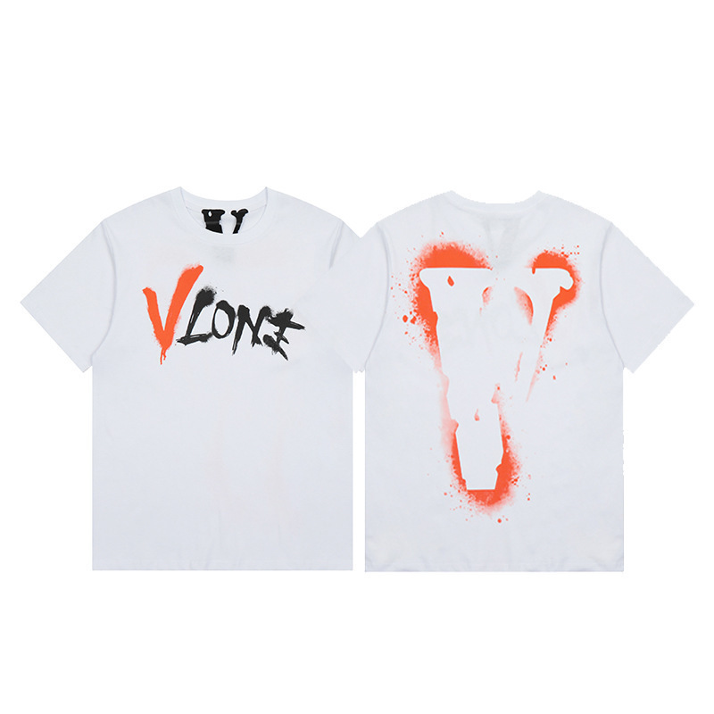 外単VLONE FOG潮牌大v字母Logo桜半袖スケッチ刺繍唇印落書きプリントtシャツ|undefined