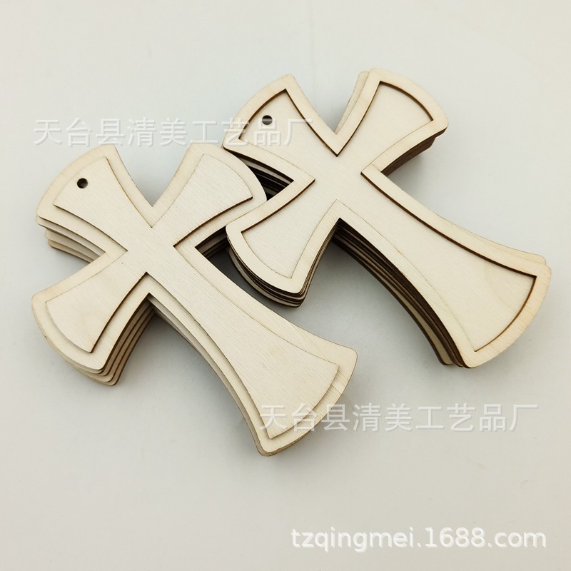 9,2*12,7 cm de registro de doble capa Cruz colgante de madera fuentes del partido decoración 2 modelos cada uno 6 12