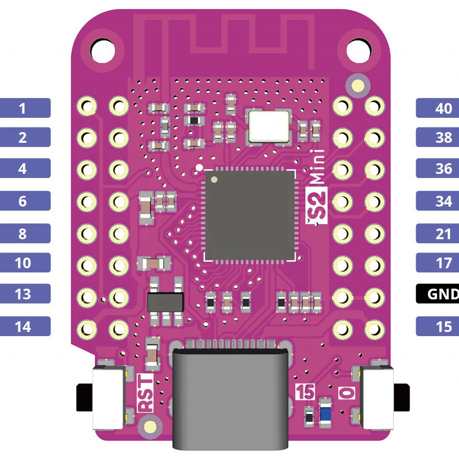 S2 mini v1.0.0 ESP32-S2 4МБ флэш 2МБ PSRAM WIFI плата разработки
