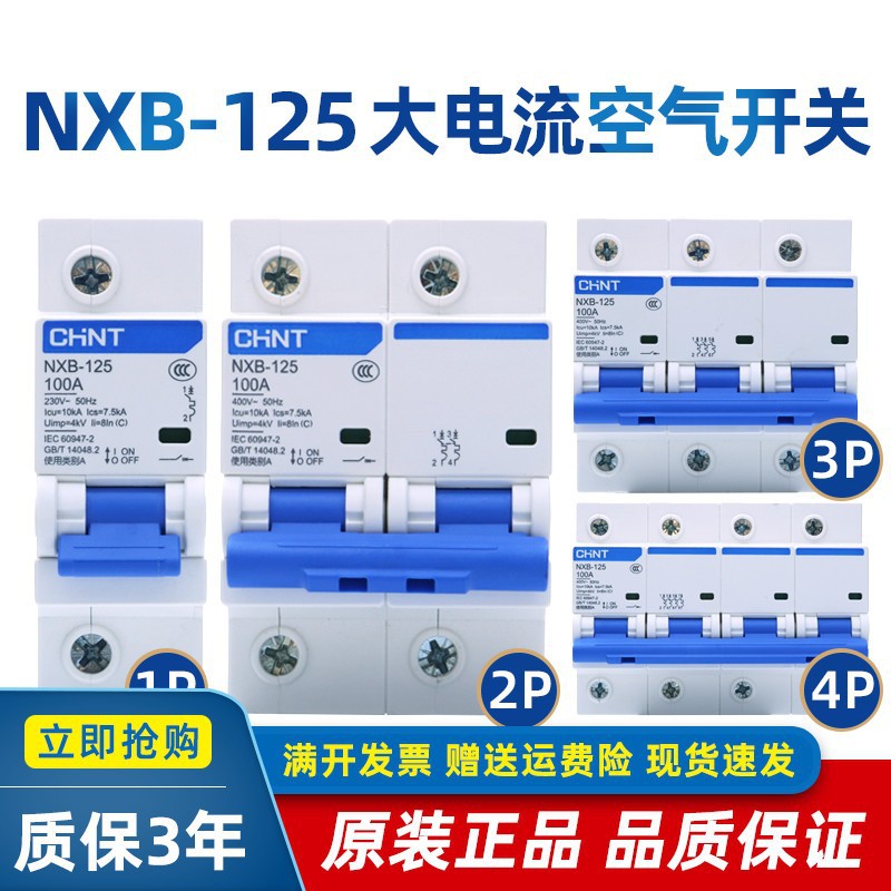 NXB-125空气开关1P2P3P4P大电流功率断路器80A100A125A DZ158