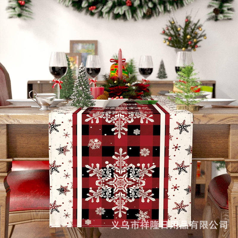 クロスボーダー爆発クリスマステーブル旗キッチンパーティーテーブルクリスマスツリー花輪雪だるま鈴サンタクローステーブル旗|undefined