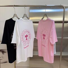 純綿デザイン感梵文クロスプリント半袖tシャツゆるいカジュアルファッション個性街頭上着ins風