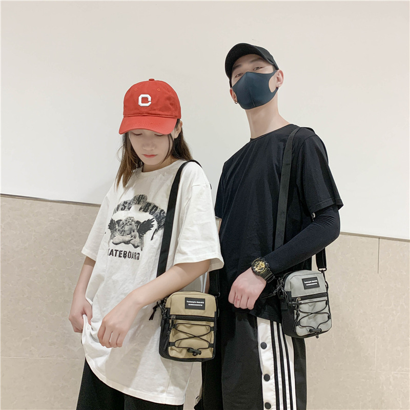 67g Weight Zipper Closure Type Single Shoulder Strap Strap Type Crossbody Bag Bags Type Nylon Material Letter Pattern Streetwear Style Square Shape Khaki, Light Grey, White, Black Color Small Size Small Nylon Letter Streetwear Square Zipper Crossbody Bag 61