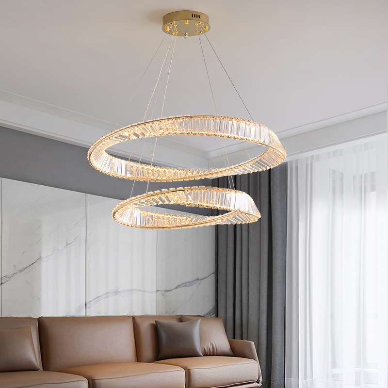 Hardware de cristal chandelier oro superior cristal moderno atmósfera sala de estar galvanizado simple comedor chandelier estilo dormitorio