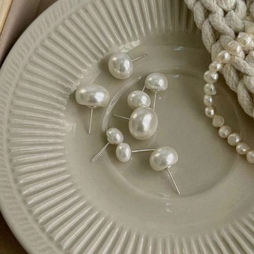 Bread, steamed buns, pearl earrings, light luxury, high-end sense of temperament, 2025 new, niche fashion, 925 earrings wholesale