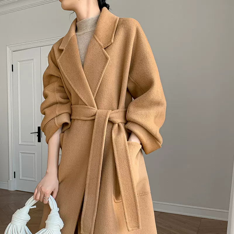 全羊毛驼色双面羊毛大衣冬季爆款中长款毛呢外套2025新款韩系大衣