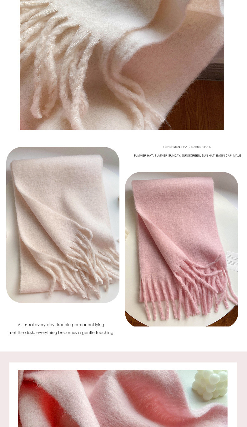 Fluffy Solid Scarf For Women Warm Winter Cashmere Style Shawl_voghion.com