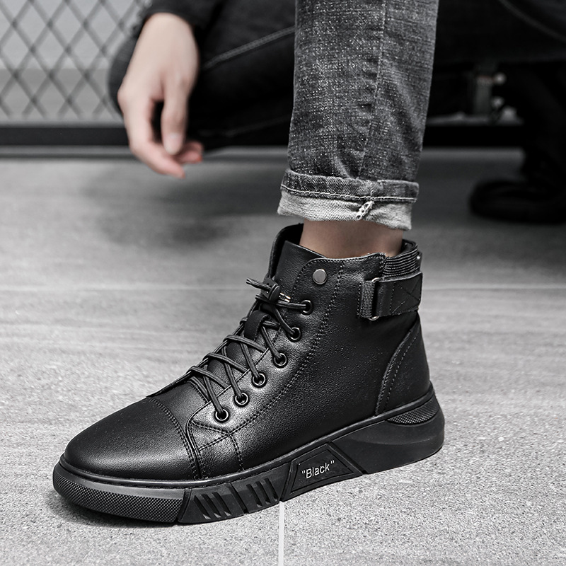 2026 New Men's British-Style Genuine Leather Martin Boots, Spring Men's Boots, Fashionable Casual High-Top Men's Shoes, Trendy Workwear Leather