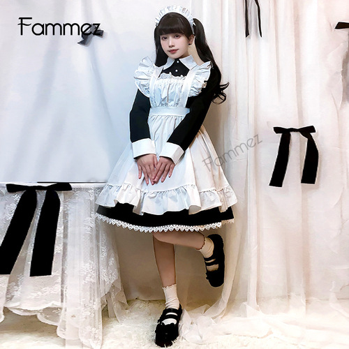 Japanese long-sleeved cosplay clothes cute Lolita uniform daily dress traditional maid maid outfit LT003
