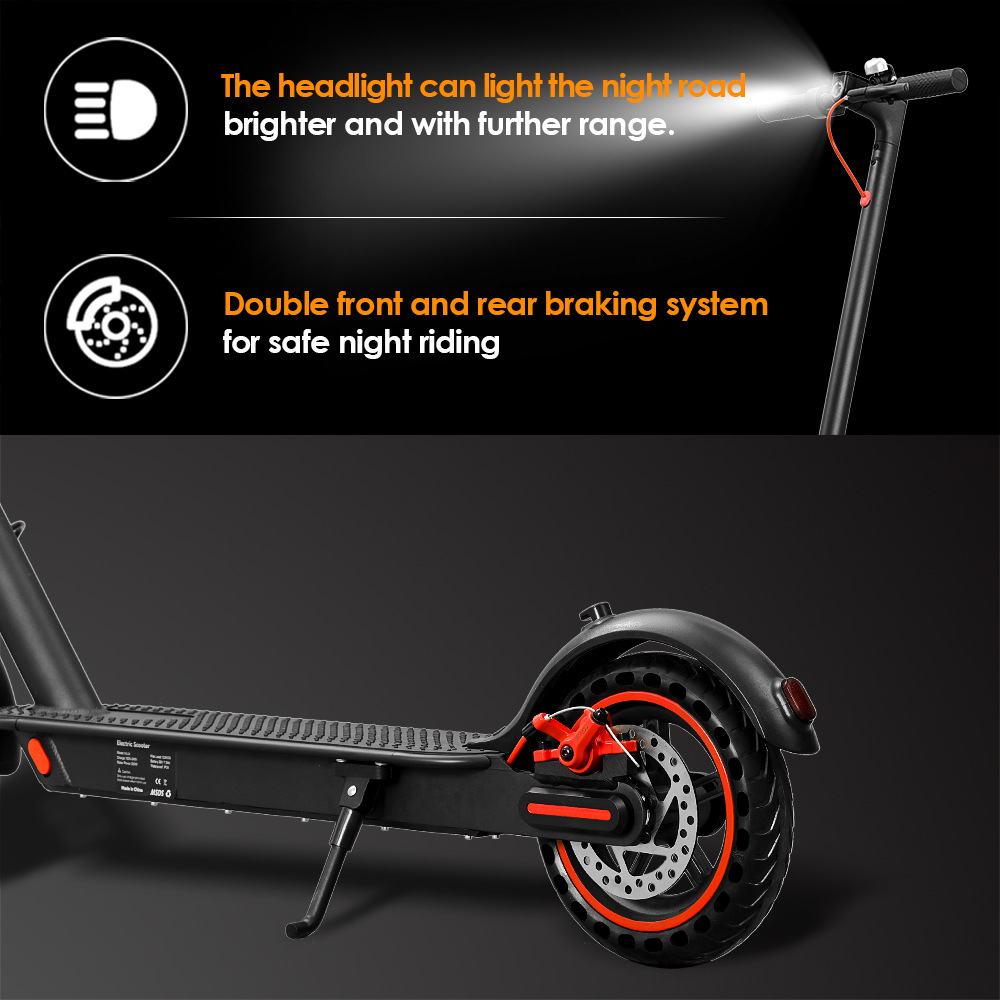 Foldable electric scooter with 400W lithium battery, long range, shock absorption, dual disc brakes, honeycomb tires, road electric scooter