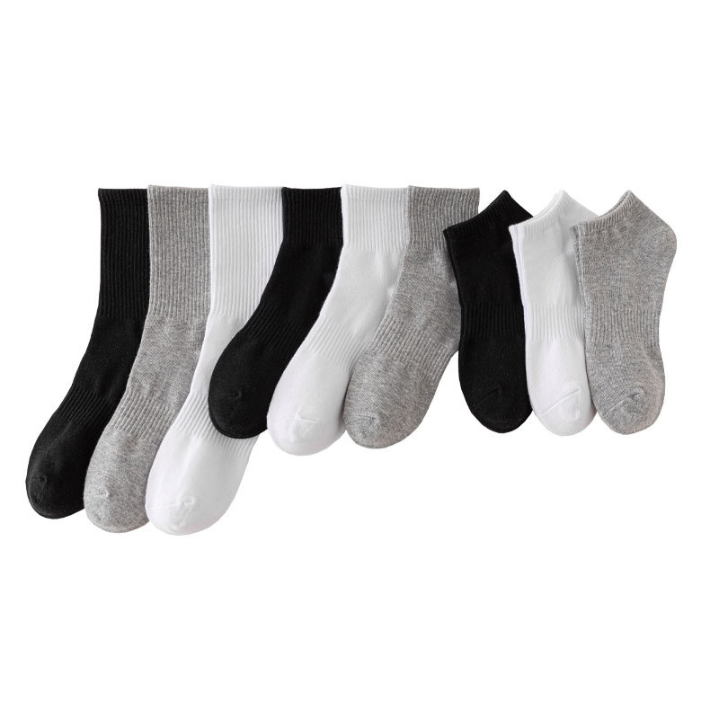 Wholesale of pure cotton socks, white medium tube socks, summer thin socks, sports stockings, men's and women's socks, pure color socks, Zhuji socks