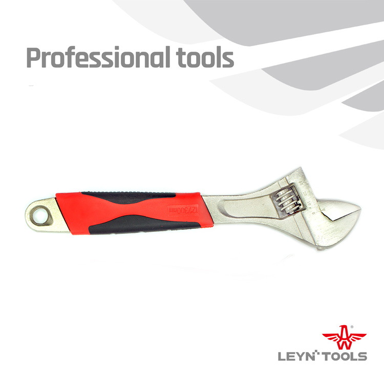 厂家供应精细抛光锻打可调手动扳手6寸-12寸镀镍双色套柄活动扳手