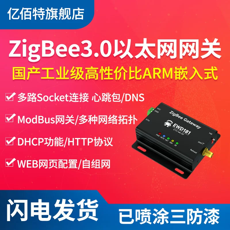 ZigBee3.0 to Ethernet ModBus gateway ad hoc network wireless communication IoT control web page configuration