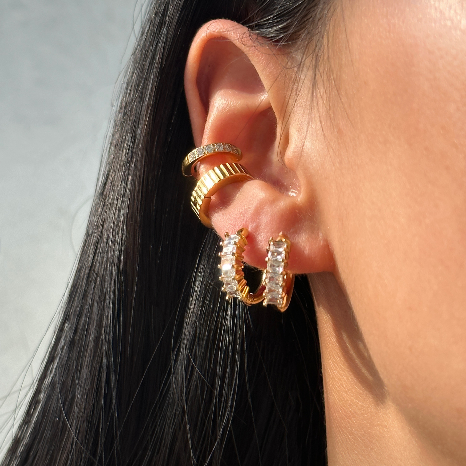 304 Stainless Steel, Titanium Steel Material Solid Color Pattern Women's Gender 1 Pair Simple Style Solid Color Inlay Titanium Steel Zircon Earrings