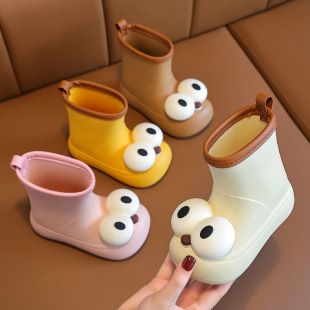 Cute Cartoon Big Eyes Children's Rain Boots Short Rain Boots Outwear Creative Personality Waterproof Shoes Boys Girls Students