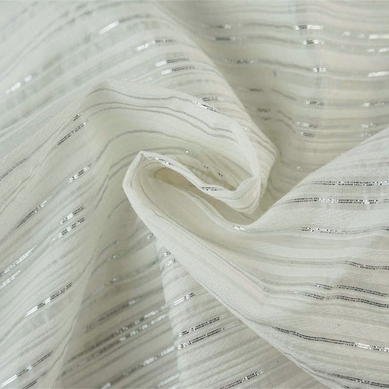 新款 纯白灰交错亮闪横格纹提花 女装连衣裙礼服箱包服饰面料
