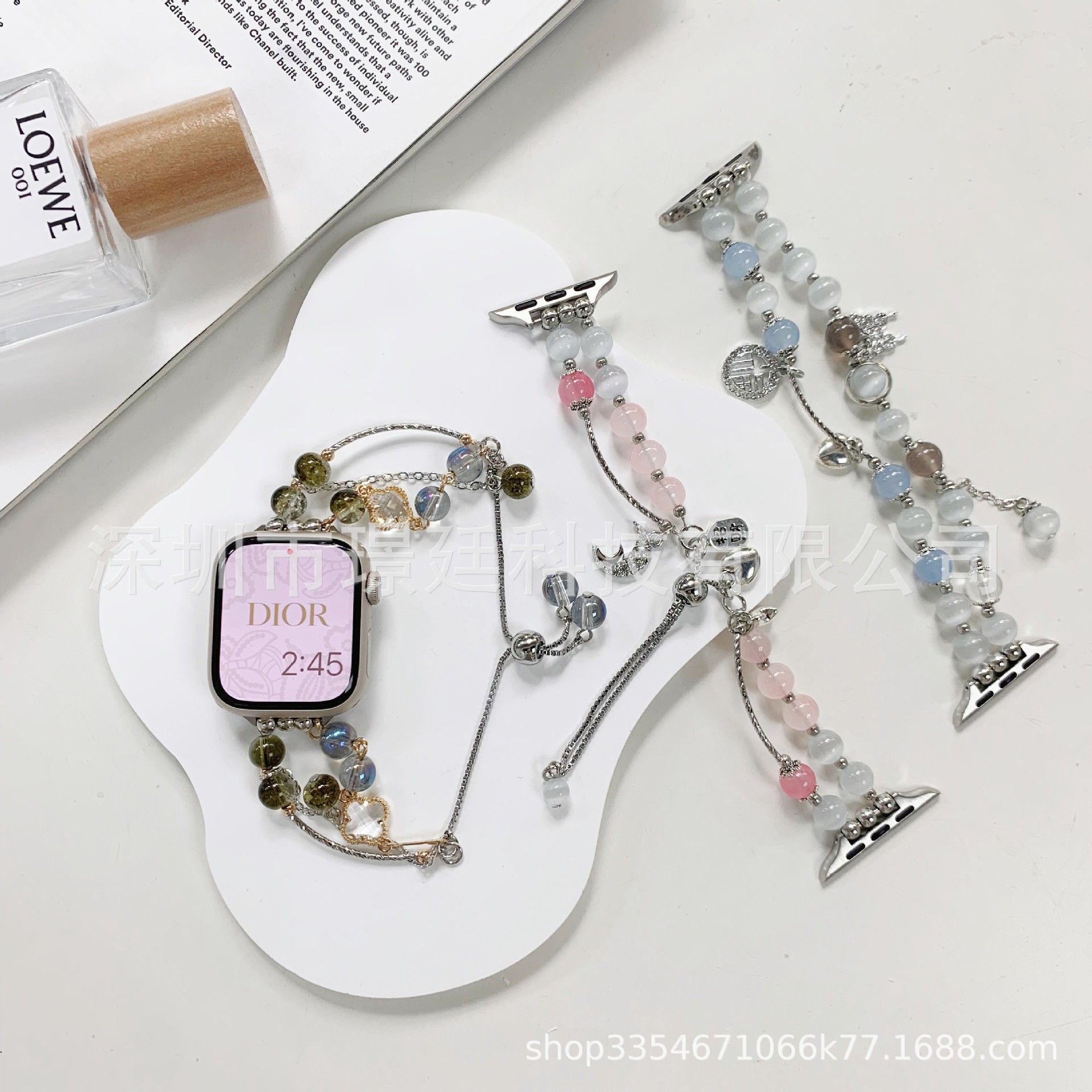 Apple, crystal pendant, chain, watch strap, 32