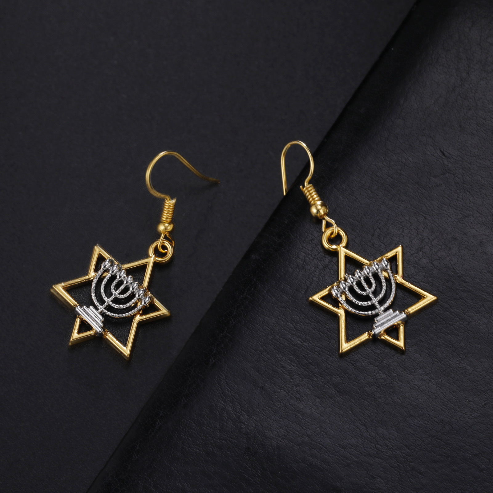 Hexagram Pattern All Seasons Season 1 Pair Simple Style Commute Hexagram Alloy Drop Earrings