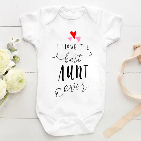 I Have The Best Aunt letter printing baby romper cross-border hot selling cotton short sleeve jumpsuit