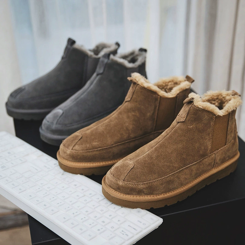 Один педаль мужской обуви новый снежный сапог большой хлеб утолщение 2024 бархатная зимняя тенденция теплая хлопчатобумажная обувь