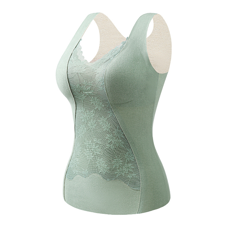 Velvet lace silk warm vest