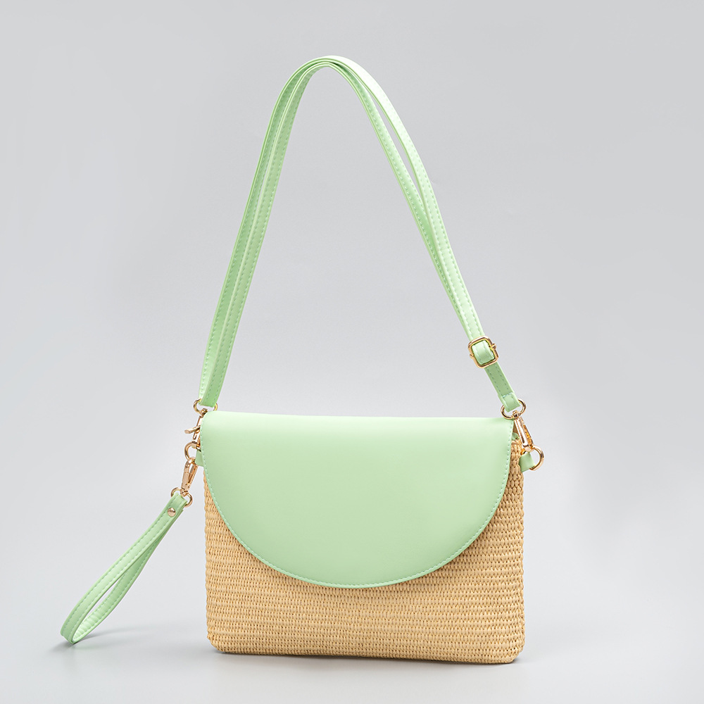 OLEI Vacation Straw Woven Bag Solid Color Shoulder Bag European And American Crossbody Bag Beach Bag Hand-held Woven Bag For Women_ipsvogv.com