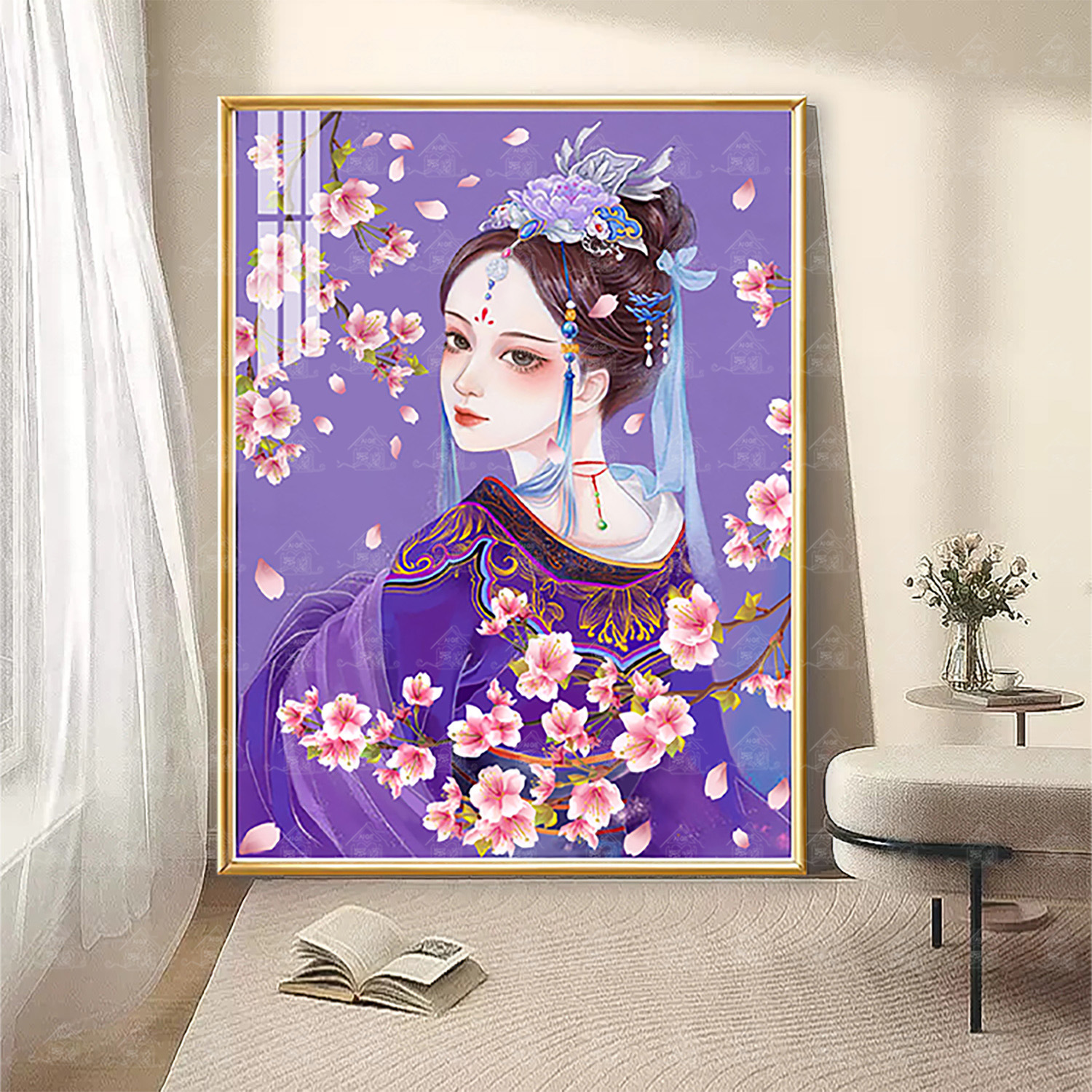 Mona Lisa real Cruz puntada estilo nacional ropa púrpura Hua Dan nuevo estilo antiguo figura Ópera de Pekín maquillaje facial piezas pequeñas image 9