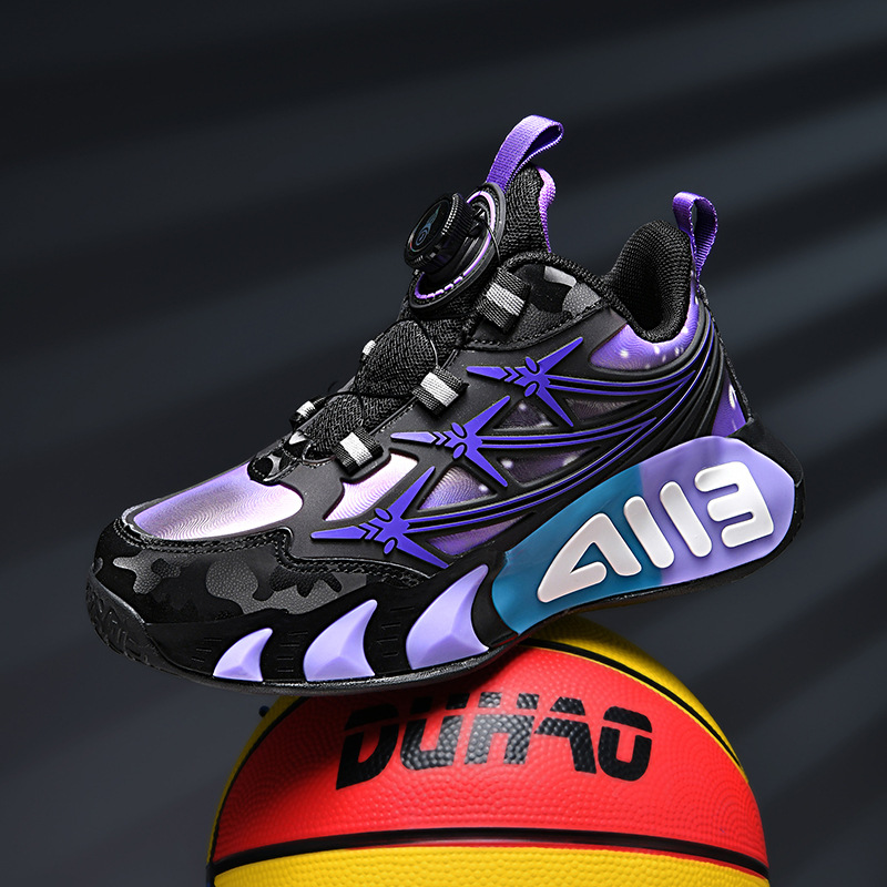 Nuevo primavera y otoño zapatos de cuero antideslizantes zapatos de baloncesto zapatos para niños - zapatos de baloncesto ligeros de cuero sintético