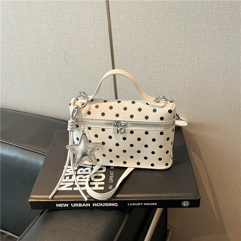 Korean-Style Polka Dot Box Bag for Women, Exquisite and High-End, Single-Shoulder Crossbody Bag, Versatile Commuting Small Handbag, Casual Small Square Bag Korean-Style Polka Dot Box Bag for Women, Exquisite and High-End, Single-Shoulder Crossbody Bag, Versatile Commuting Small Handbag, Casual Small Square Bag