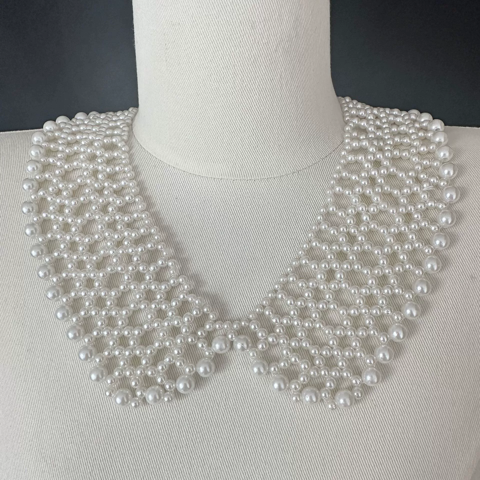 Fashionable retro universal accessory handmade, woven false collar pearl, (Physicals)