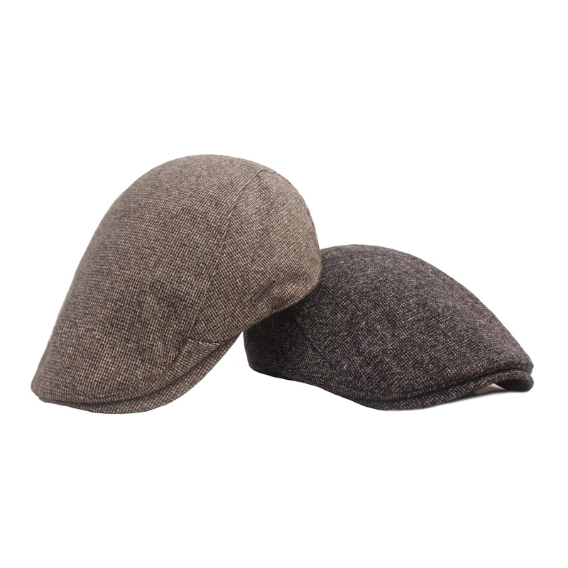 Sombrero de invierno de los hombres y las mujeres engrosada casquillo de pico retro casual sombrero delantero artístico juventud boina viejo sombrero