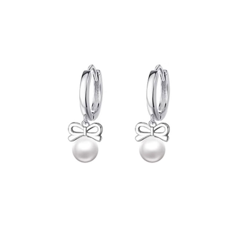 Perlenohrringe mit Schmetterlingsknoten für Damen, exklusives Design, exquisite Ohrpflege, neues Modell 2025, hypoallergene Creolen_voghion.com