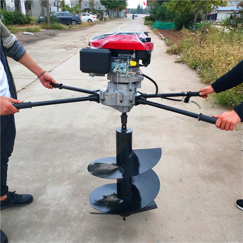 方便操作225型汽油挖坑机 框架式推车打坑机 栽树埋桩立杆钻坑机