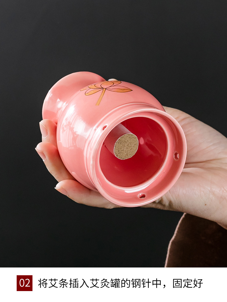 Ceramic Moxa Cup with Double Layer Heat Insulation 7x10cm Moxibustion Massage Tool for Home Body Therapy quality and texture