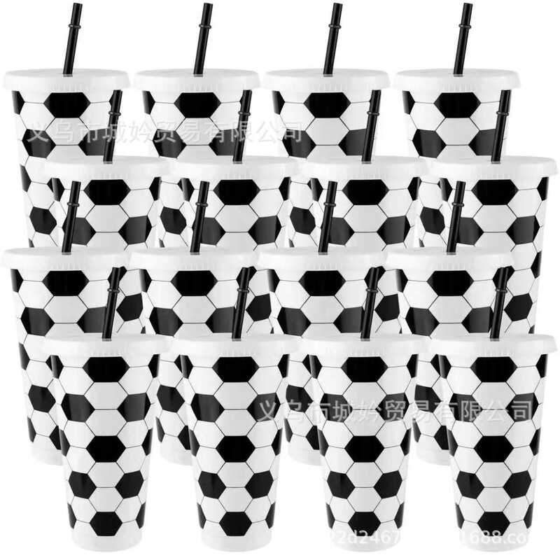 Amazon's Best-Selling Black and White Football Cup 710Ml/24Oz Food-Grade Pp Plastic Cup World Cup Party Cup