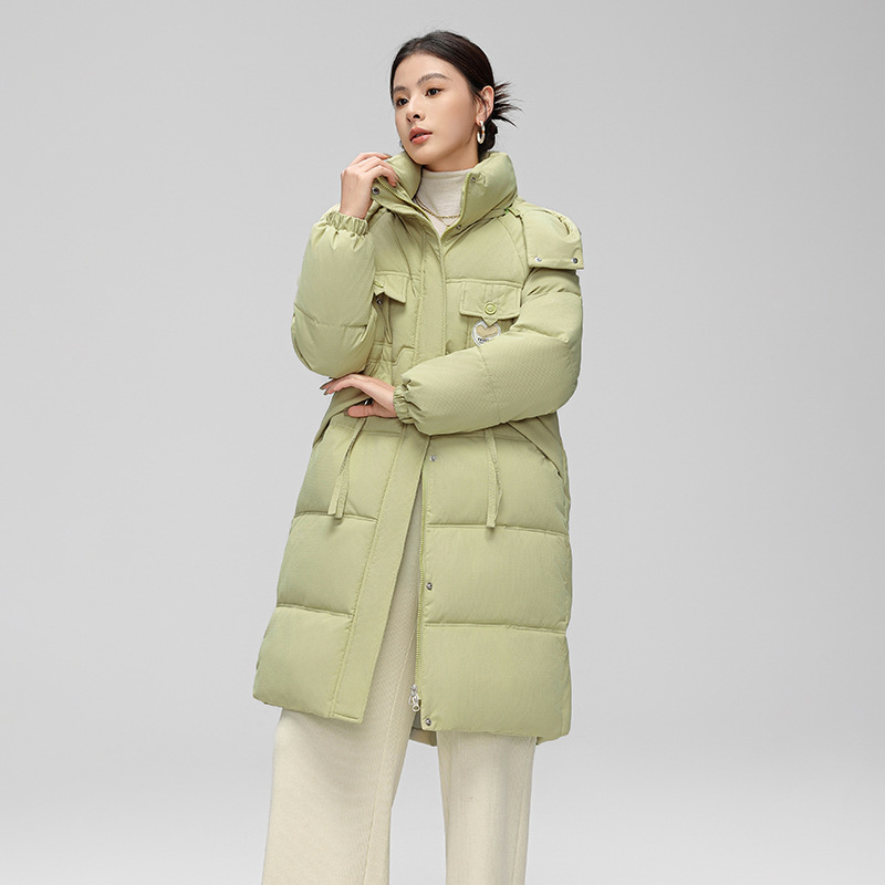 女性のためのミドル丈の綿の服 2025 冬の新しいファッション膝上綿のジャケット緩い厚いフード付き綿のジャケット|undefined