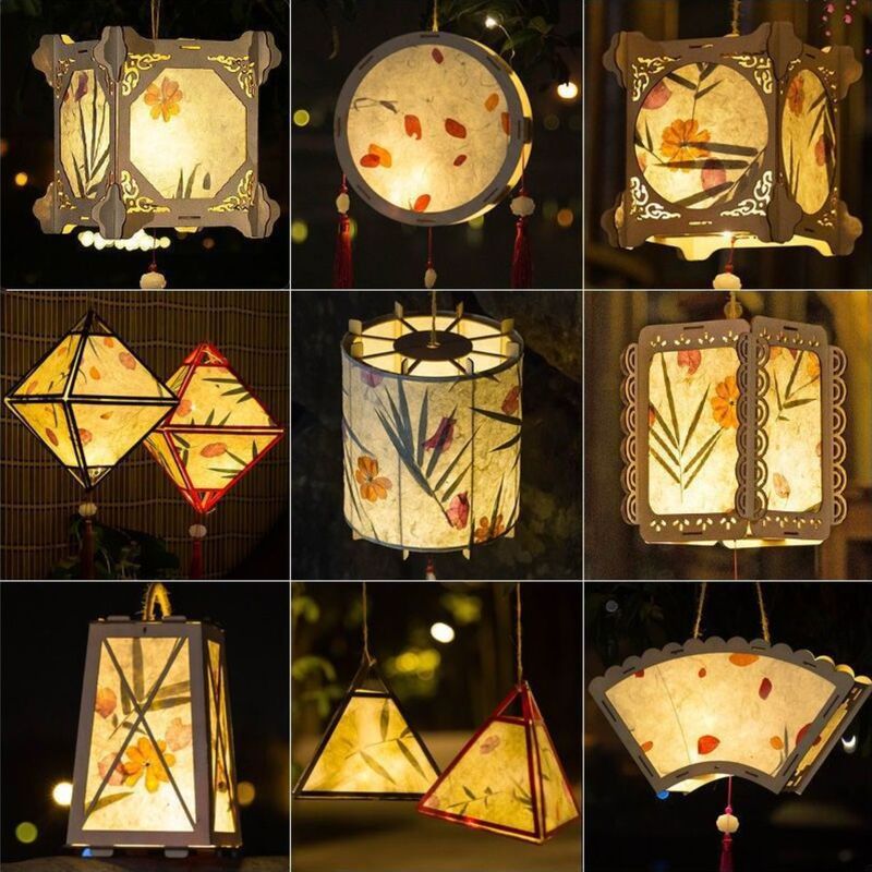 Mid-Autumn Festival Traditional Lanterns, Children's Handheld Glowing Palace Lanterns, DIY Materials, Hand-Painted Lanterns, Self-Made, Wholesale, Customizable