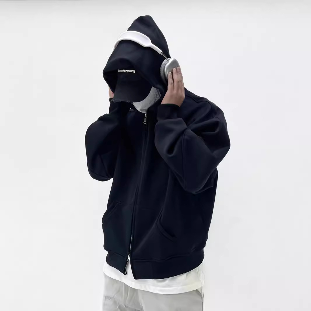 アメリカのファッションブランドのcleanfitと帽子のパーカーの男性の春と秋の新型の重いポンドのboxyの版の帽子のシャツの純色の上着